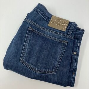 John Varvatos USA Men's 38 (Fit 38x33) Blue Jeans Straight Leg Button Fly